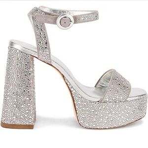 LARROUDE Dolly Crystal Platform Heeled Sandals